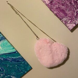 Heart Shaped Faux Fur Crossbody Purse